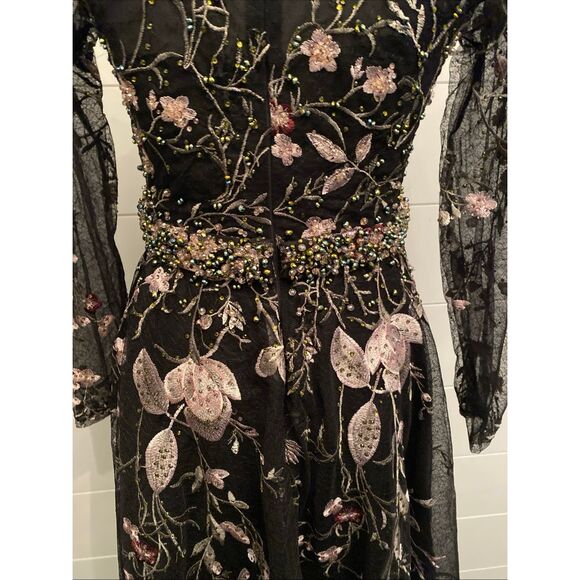 Mac Duggal 20476 Floral Embroidered Long Sleeve Dress Size 4 - Picture 12 of 16